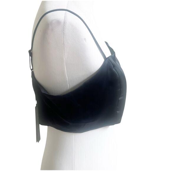 House of Harlow 1960 Satin Black Crop Top with Adjustable Straps Size Large - Picture 3 of 7